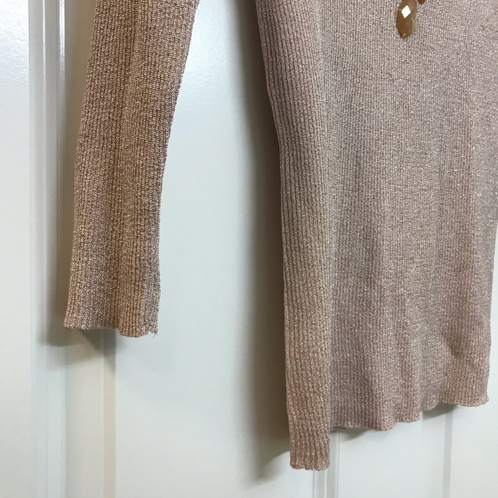 August Silk Ribbed Lurex V-Neck Sweater with Jewelled Beaded Neckline - Picture 5 of 7